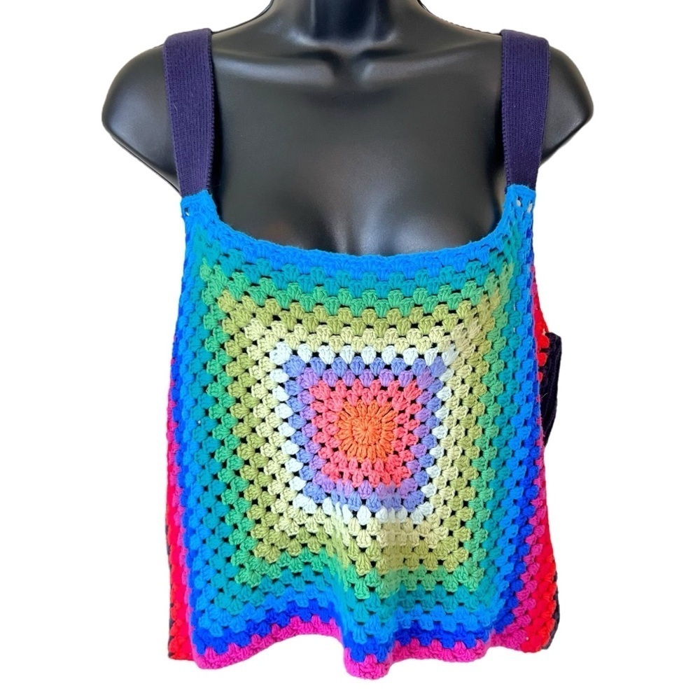 PISTOLA VIVIENNE CROCHET SWEATER TANK IN NAVY RAINBOW